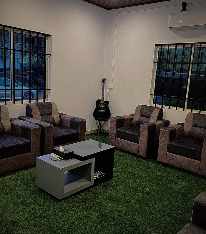 The customer waiting area